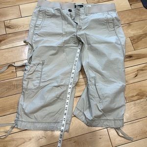 Eddie Bauer khaki capris, size 14 tall drawstring cuffed hem